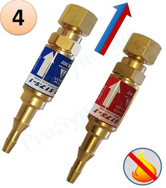 PAIRE DE CLAPETS ANTI-RETOUR STOP FEU OXYGENE/ACETYLENE