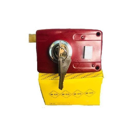 SERRURE DE PORTE - VERROU DE SECURITE MICC - ROUGE /ARGENT
