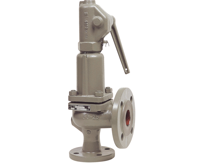 SOUPAPE DE SUCURITE A BRIDE - A RESSORT AVEC LEVIER DE DECHARGE - CORPS FONTE DUCTILE -  CLAPET INOX - PN16