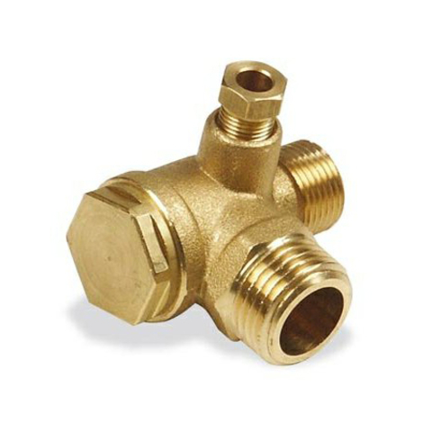 CLAPET ANTI-RETOUR EN LAITON POUR COMPRESSEUR A AIR COMPRIME - 1/2" M - 3/4" M - PURGE 1/8" / Ø6mm