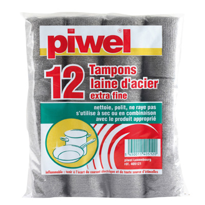 TAMPONS DE DECAPAGE LAINE D'ACIER - LOT DE 12