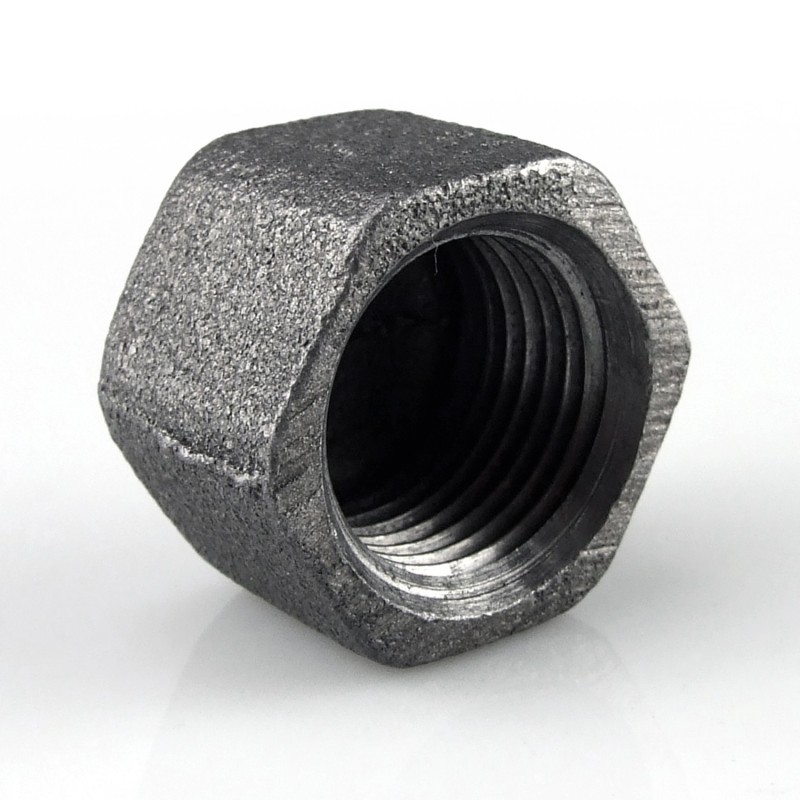 BOUCHON HEXAGONAL FEMELLE BSP ACIER NOIR TYPE GAZ 100 BARS