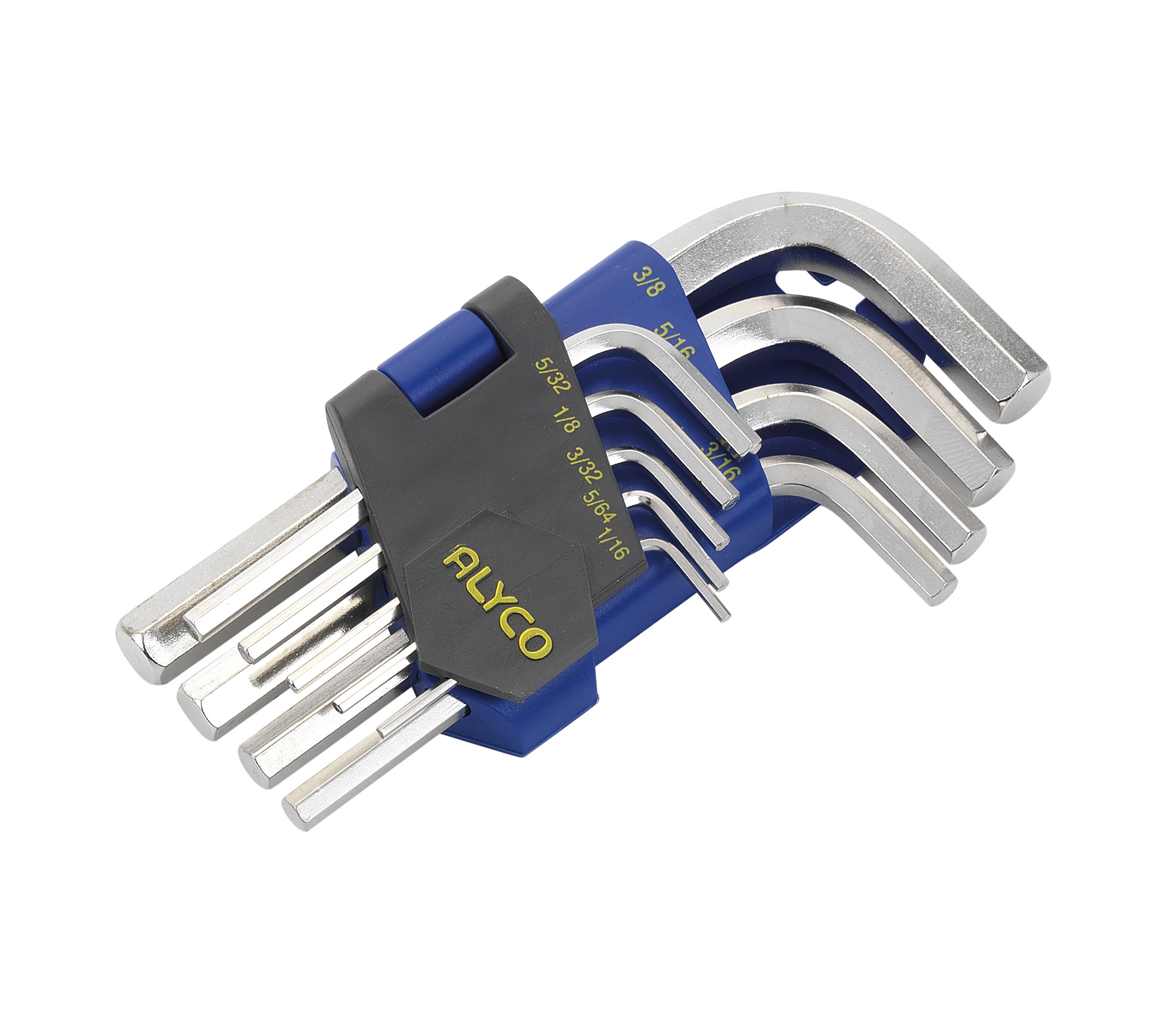 JEU DE CLES ALLEN MALE COUDEES EN POUCE AVEC SUPPORT PLASTIQUE - ALYCO