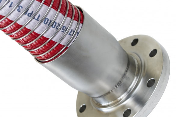 FLEXIBLE COMPOSITE DE DEPOTAGE PRODUITS CORROSIFS - EQUIPE D'EMBOUT METALLIQUE A BRIDE FIXE ANSI RF - LONG 6m